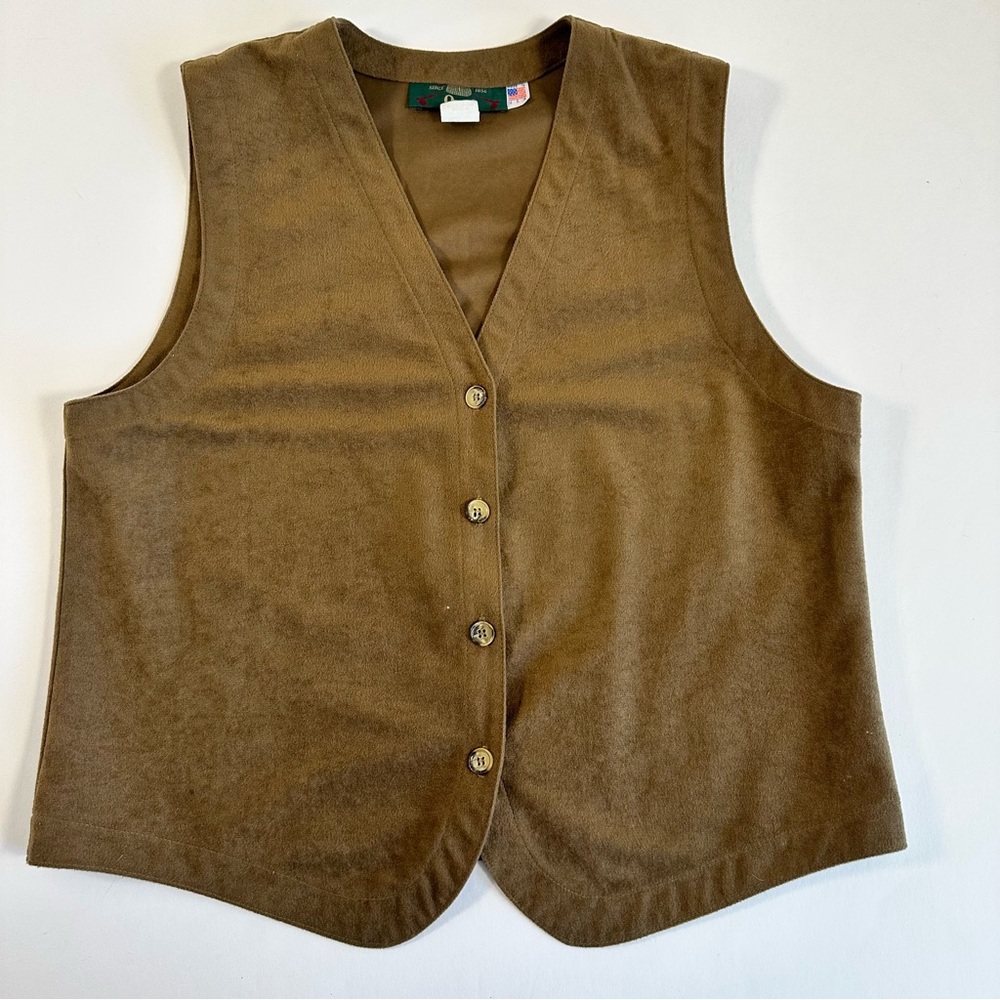 Vintage Orvis Brown Button Front Vest Womens‎ Medium Made in USA Western 90s